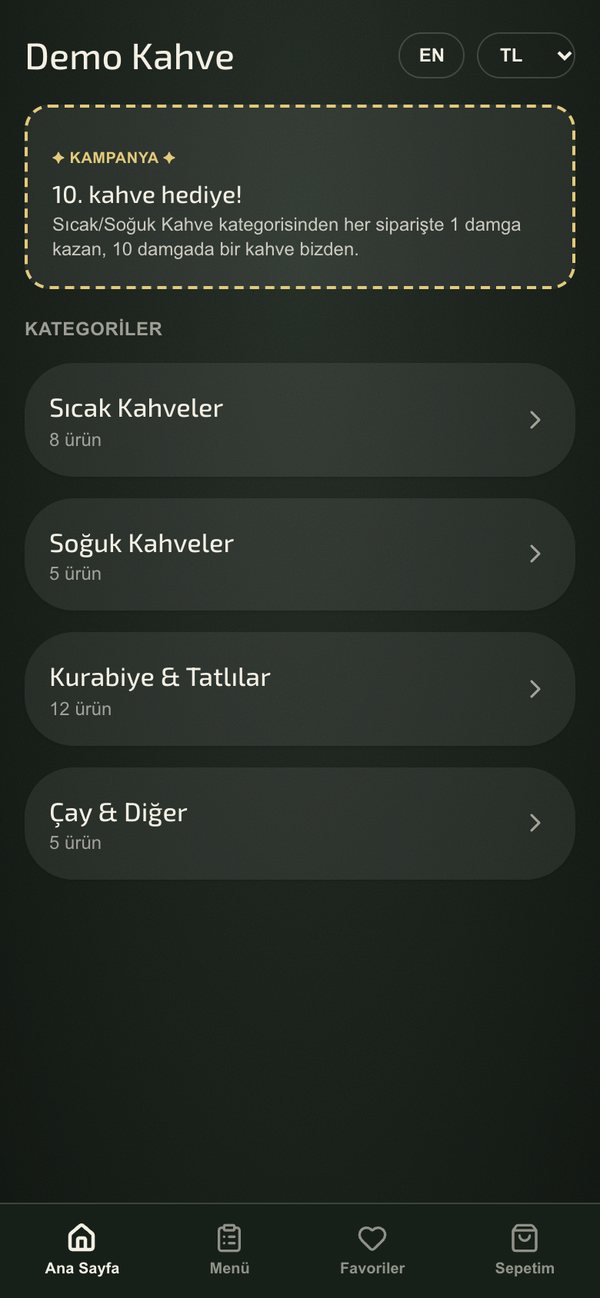 Müşteri QR'ı okutur, menü açılır